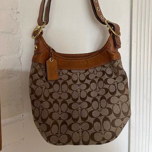 Coach Tan and Brown Shoulder Bag